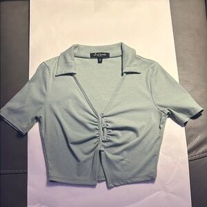 Mixed Threads Stylish Women's Button-Up Top - Light Green size S